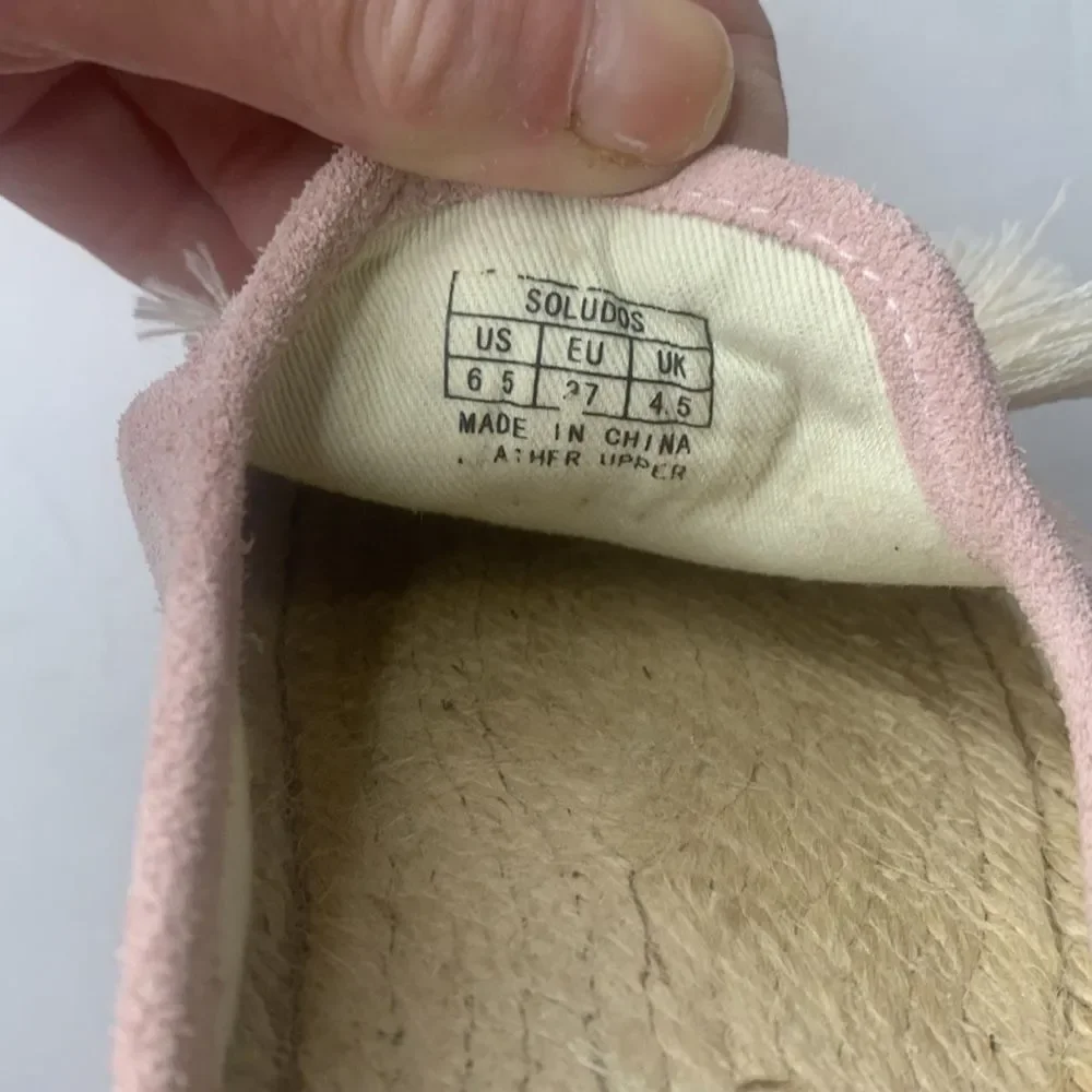 Soludos peony/pink suede tasseled espadrille mules